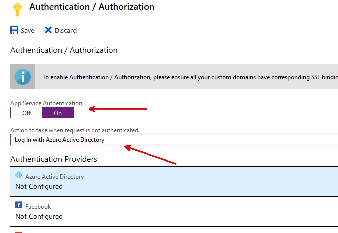 Enable azure ad authentication in azure function