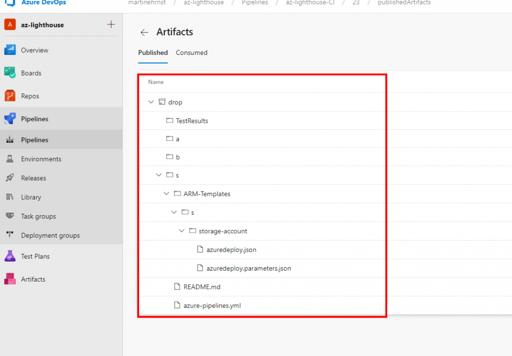 Azure pipeline artifact