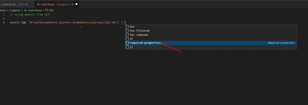 upload Bicep module to Private registry - syntax highlight