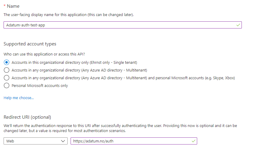 Azure ad application registration portal